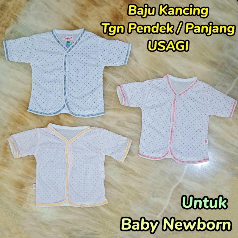 (3pcs) baju bayi baby kancing USAGI bintik putih pendek panjang