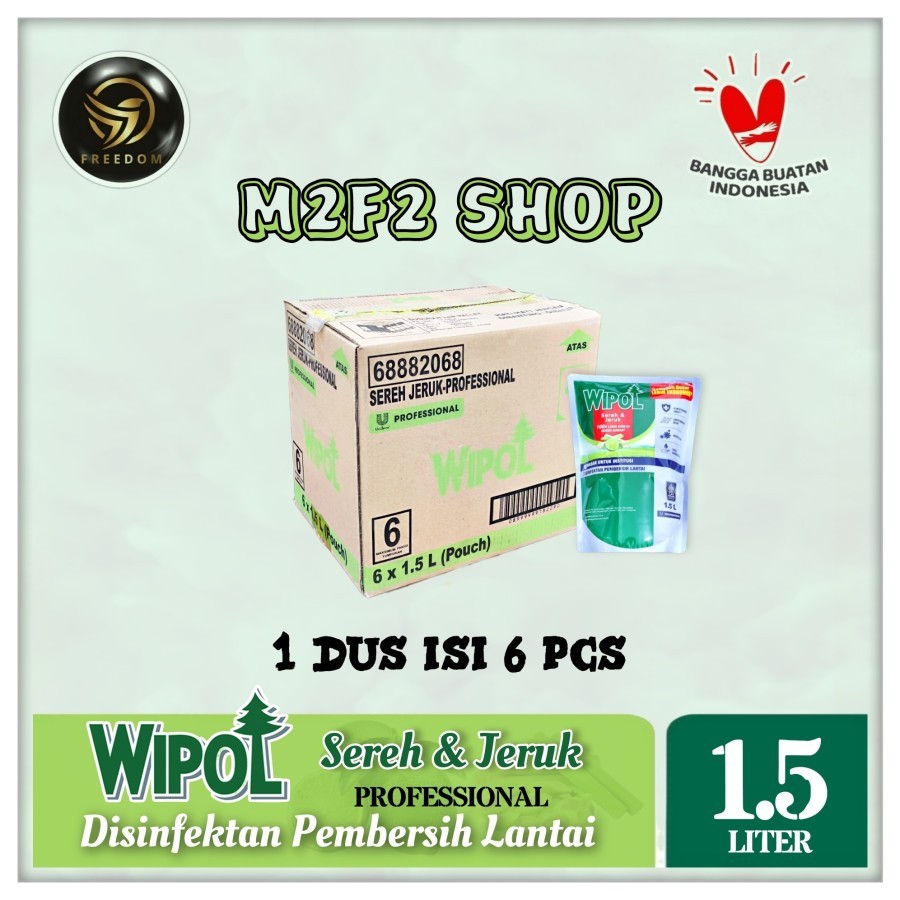 Wipol Professional Disinfektan Karbol Cemara Pembersih Lantai Sereh & Jeruk - 1500 ml | 1,5 L (Kemas