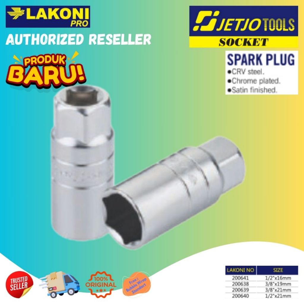 Lakoni Pro Jetjo Tools Kunci Busi Spark Plug 3/8inx21mm 1/2inx21mm