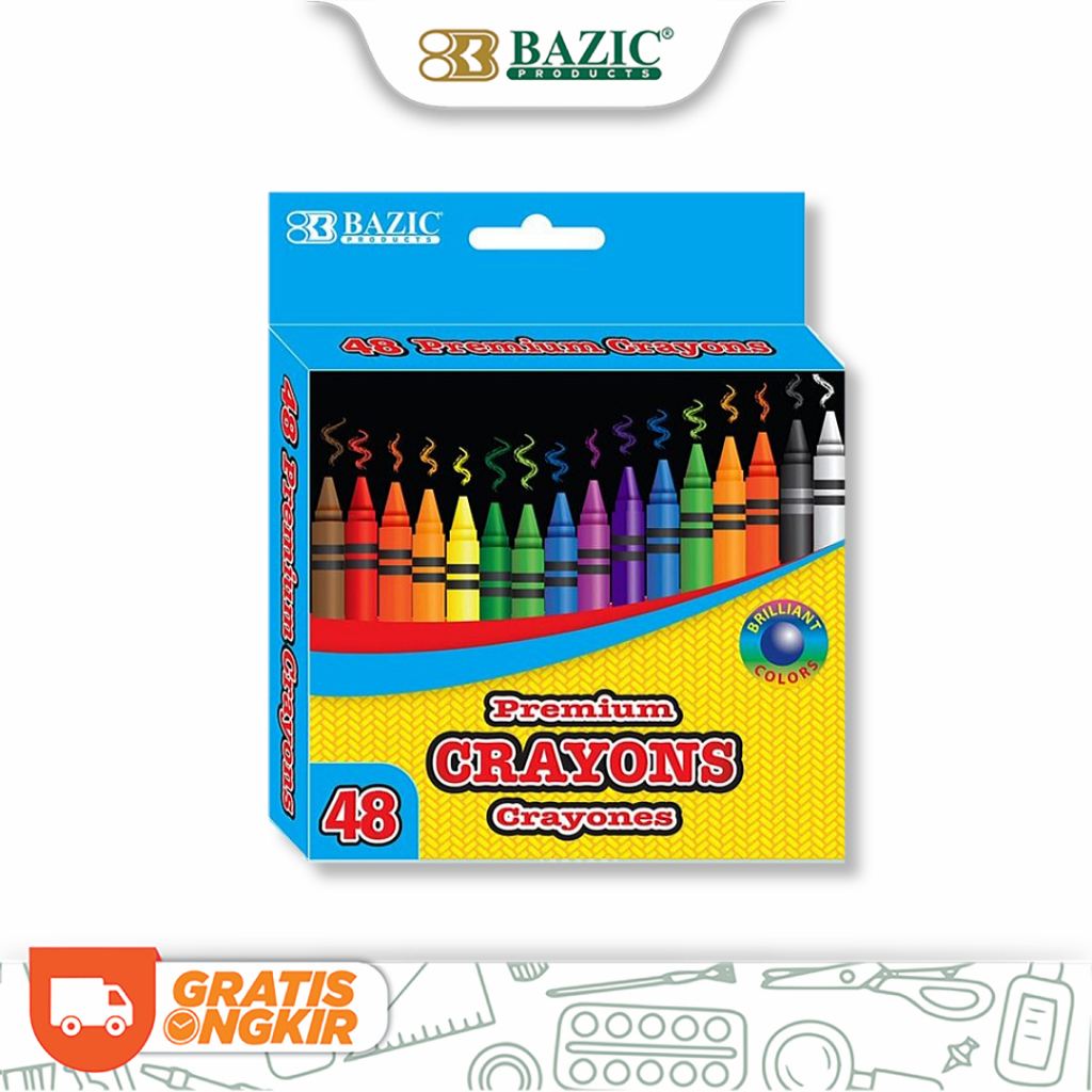 

Bazic 48 Colors Premium Crayons - Krayon 48 Warna