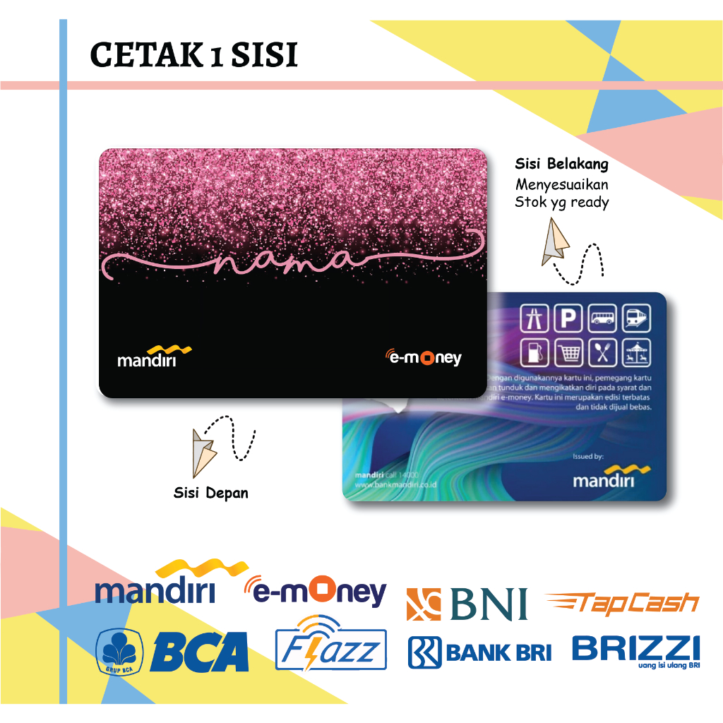 KARTU EMONEY KUMPULAN CUSTOM NAMA BLACKPINK MANDIRI FLAZZ BCA GEN 2 BNI TAPCASH BRIZZI BRI - 1 SISI