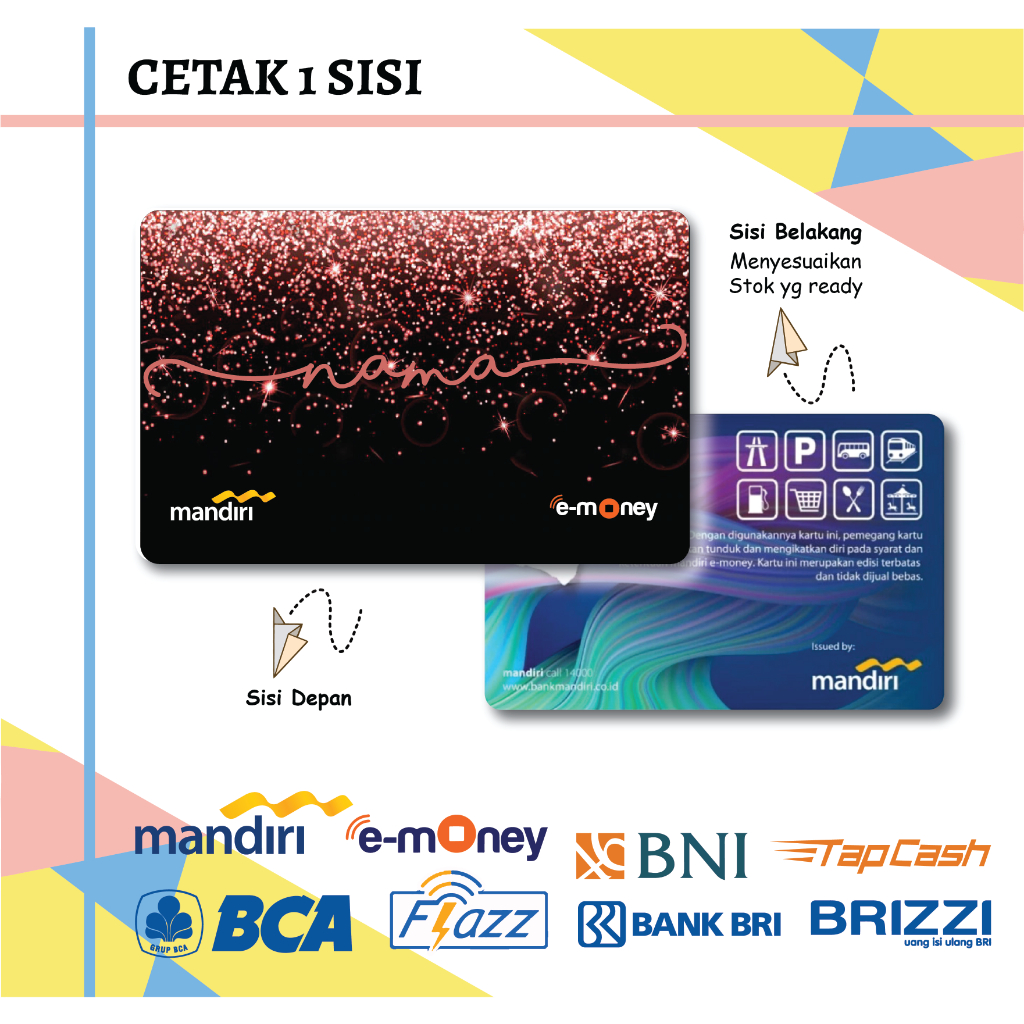 KARTU EMONEY CUSTOM NAMA BLACKPINK E MONEY MANDIRI FLAZZ BCA GEN 2 BNI TAPCASH BRIZZI BRI - 1 SISI