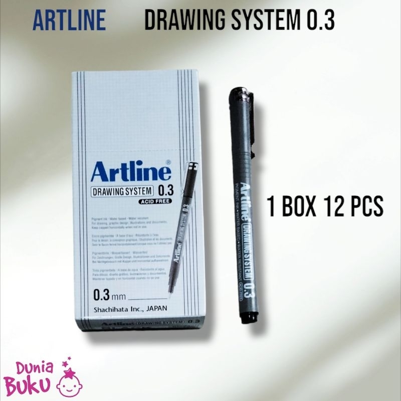 

( 1 Box / 12 Pcs ) Pulpen Menggambar Artline / Artline Drawing System Pen 0.3