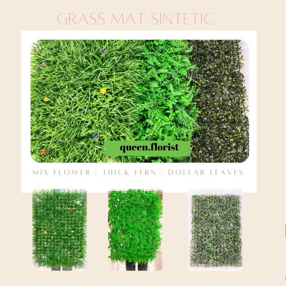GRASS MAT SINTETIC / Daun alaska / Daun diNding / Dekorasi cafe papan daun papan rumput sintetis rum