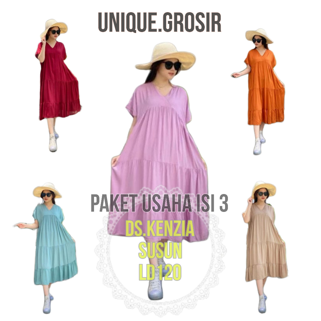 PAKET 3 PCS DASTER KANZIA SUSUN RAYON LD 120/DASTER MERRY SUSUN RAYON POLOS FULL FINISH KEKINIAN