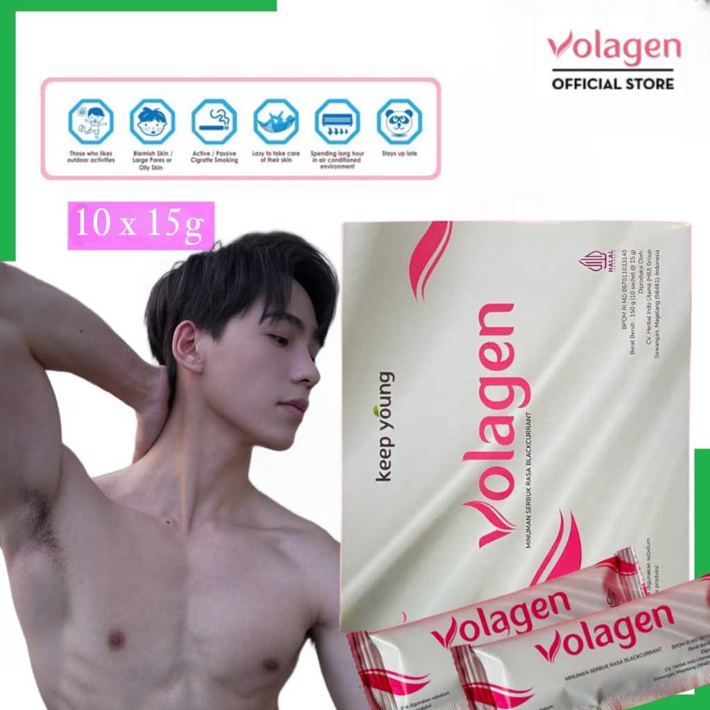 

Glowing Pemutih Kulit Cowok Pure Collagen dan VOLAGEN 10 sachet ED 2025