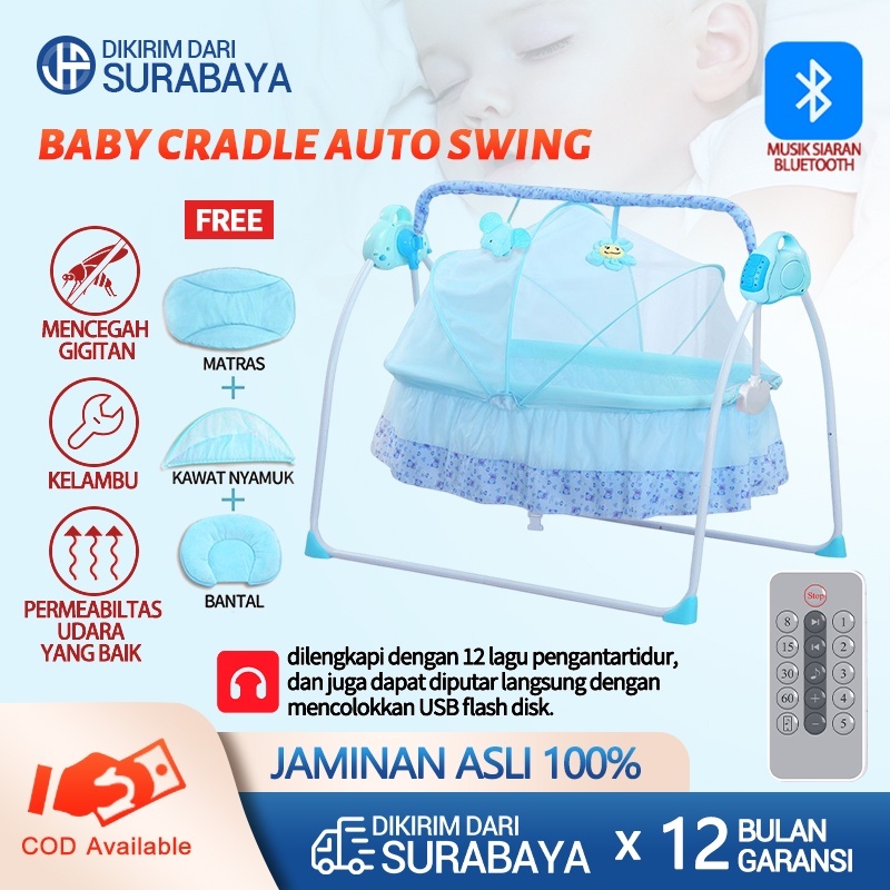 Ayunan Bayi Elektrik Otomatis kendali jarak jauh Start Deluxe Portable Baby Swing Rocker Bouncer / a