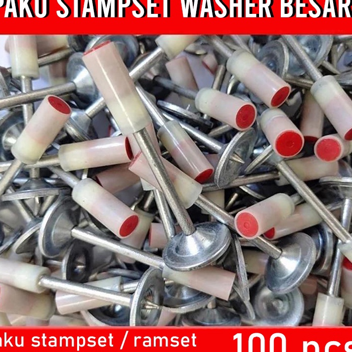 Best Seller Paku Beton Stampset Paku Washer Besar Ring 100 pcs Paku REFIL RAMSET BOSET.