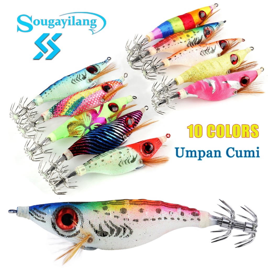 Sougayilang Umpan Pancing Cumi-cumi Kait Jig Pancing Neon Lengan Sotong Umpan Jig Cumi-cumi Memancin