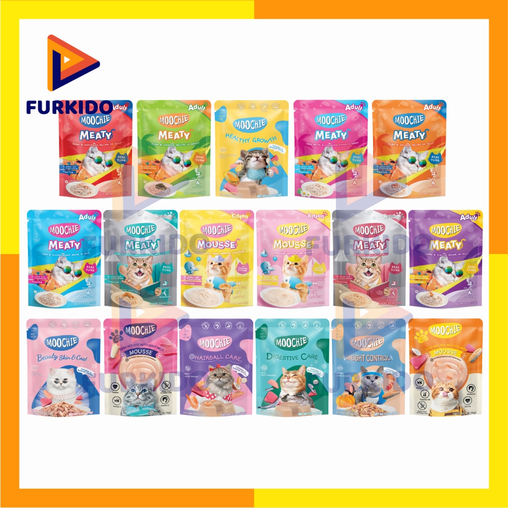 Moochie Pouch for Kitten Adult Senior Cat / Makanan Basah Kucing