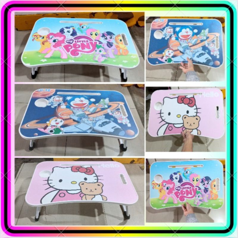 Meja Belajar Anak Laptop Leptop Mengaji Lipat Portable Aestetich Minimalis Bahan Bagus MDF Dengan Du