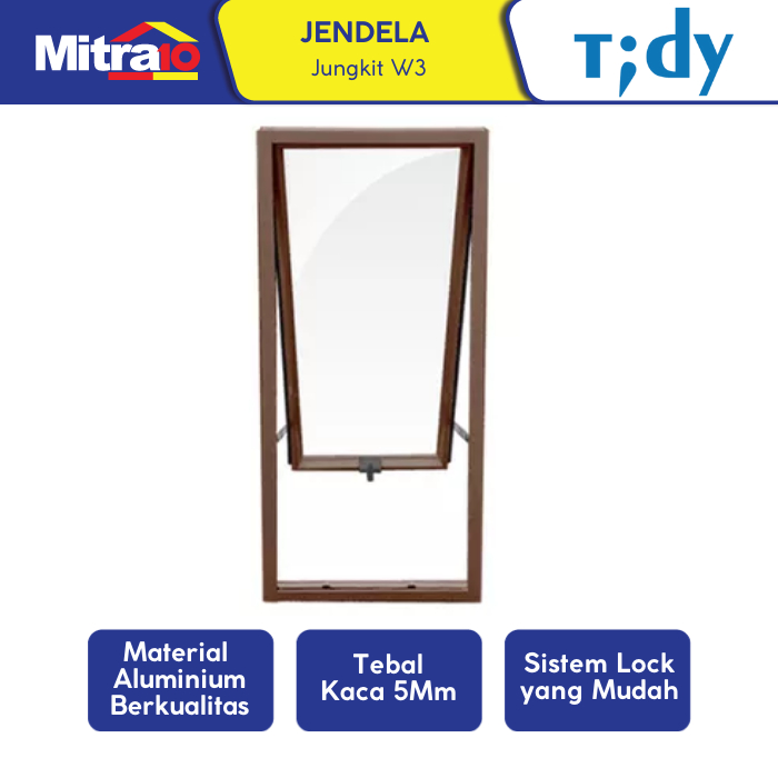 Jendela Jungkit Aluminium 60x150cm Coklat W3 - Tidy
