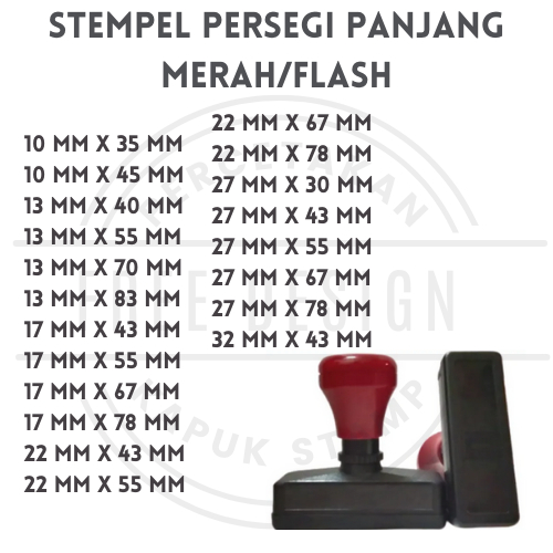 

Stempel otomatis 2 warna, gagang merah/flash, custom design/free design
