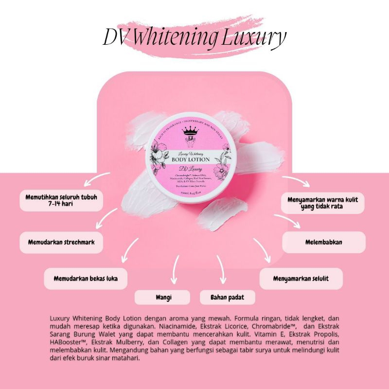 Dv Luxury Whitening Body Lotion 250 ML (BPOM APPROVED)