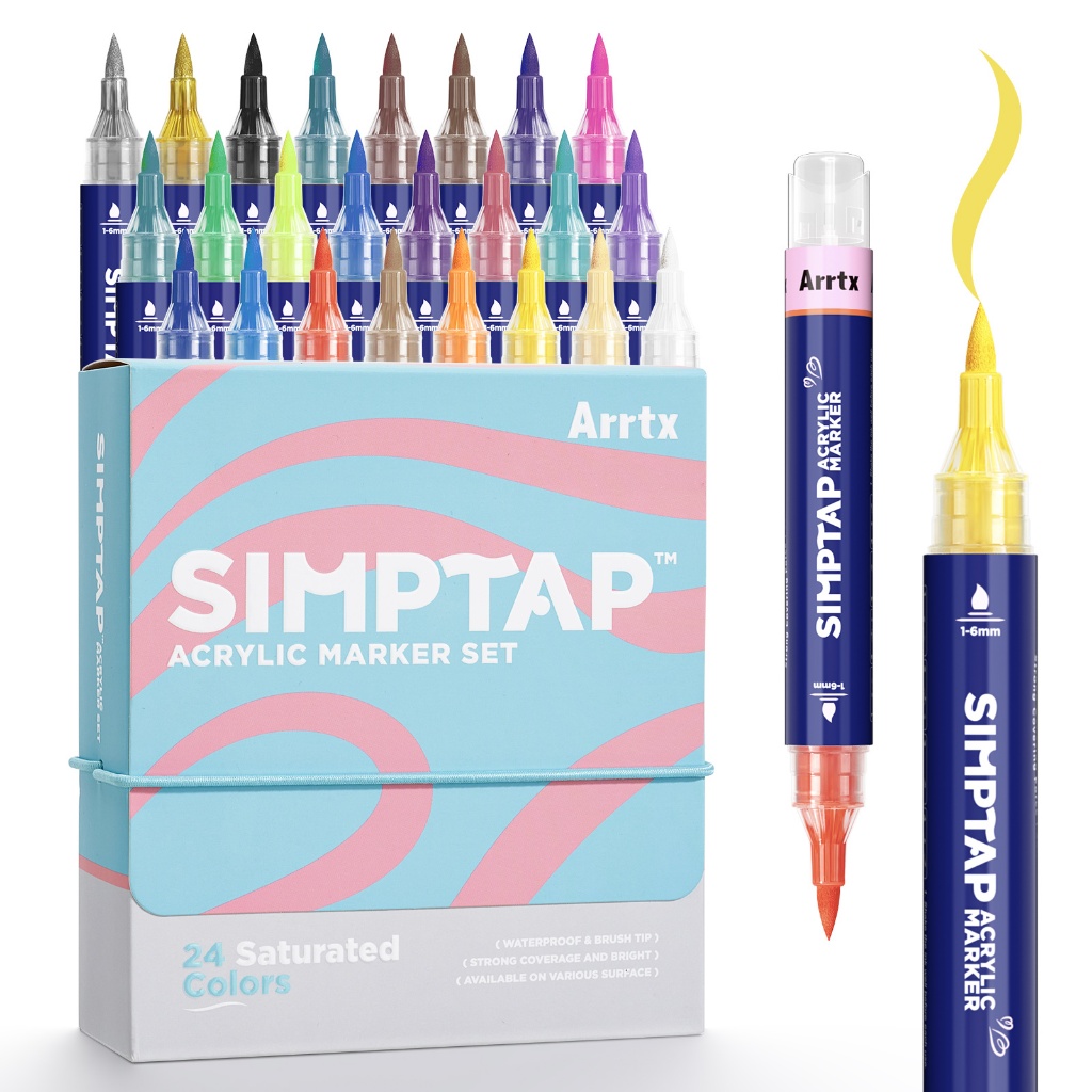 

Arrtx 24 Colors Simptap Acrylic Marker Top Valve