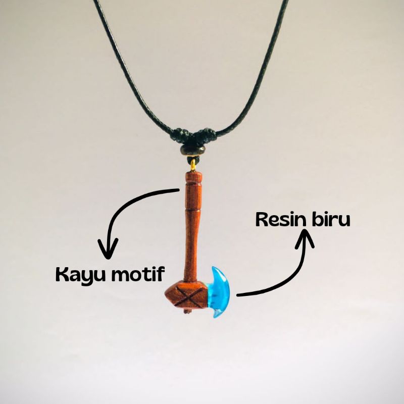 Kalung Pria Tali liontin kujang resin glow in the dark