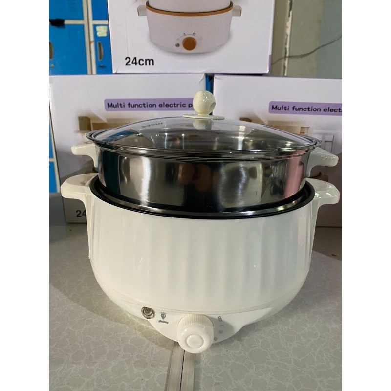 QG  Panci Listrik Multifungsi 3In1 Electric POT Anti Lengket plus steamer Beruang 2.5L 24 cm