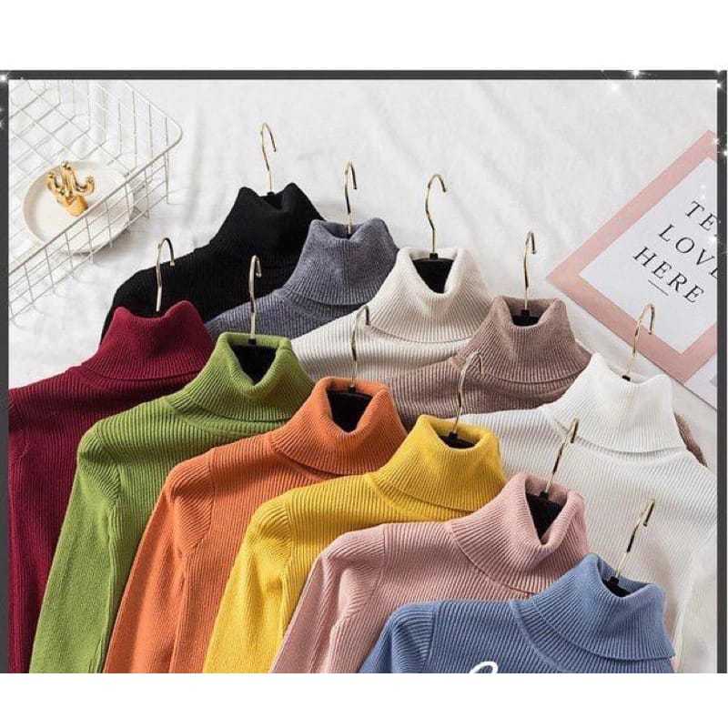 Inner Rajut Turtleneck Premium Lengan Panjang Import Bahan Adem | Inner Hijab Premium Impor | Manset