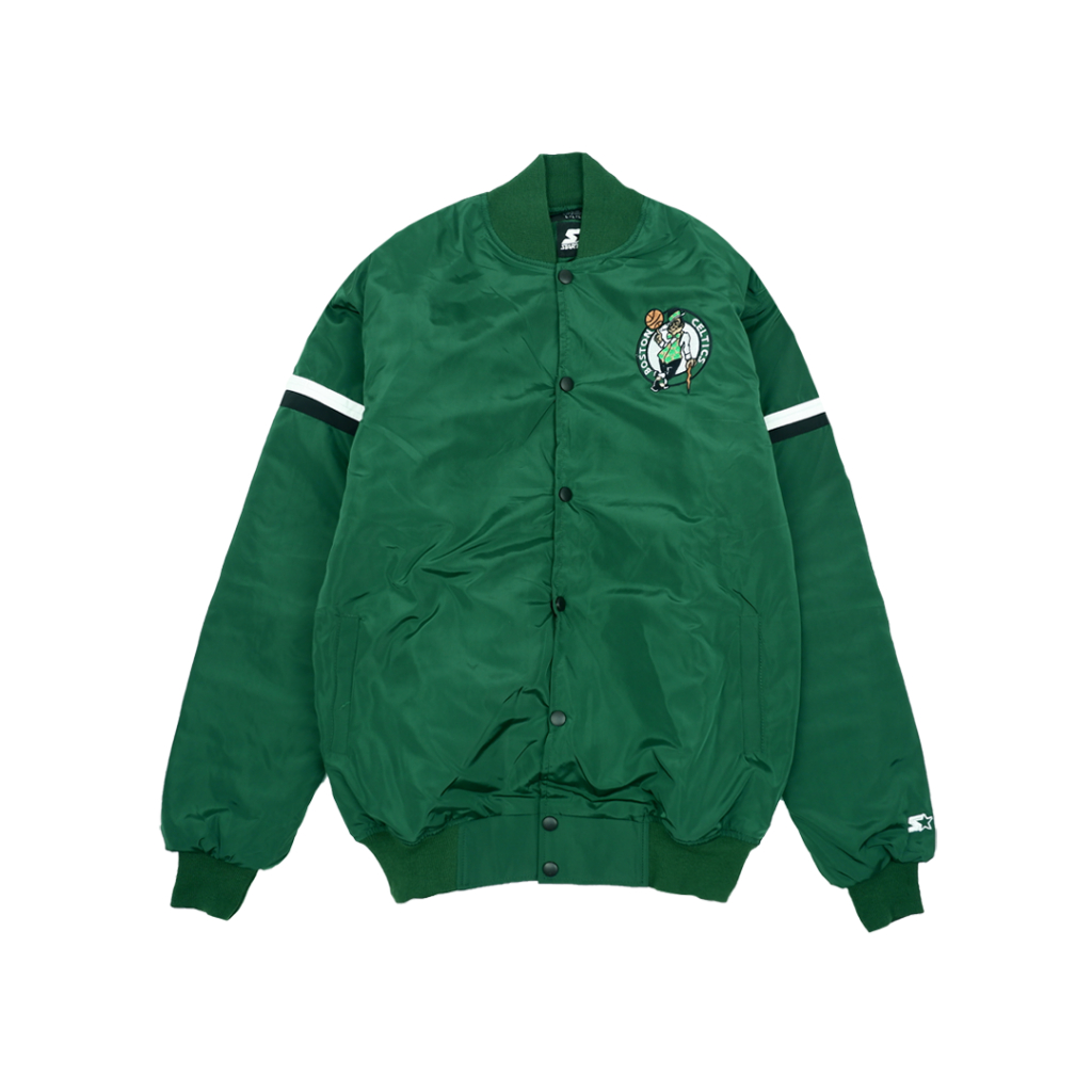 VARSITY BOSTON CELTICS STRIPE GREEN BOMBER JACKET PREMIUM ORIGINAL 1:1 NBA MLB HEAVY WEIGHT