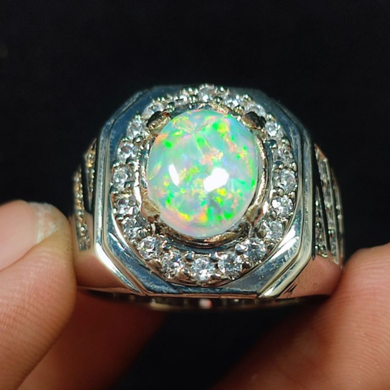 BATU PERMATA KALIMAYA SUSU AUSSY KRISTAL ASLI CHATAM FULL JARONG SIAP PAKAI