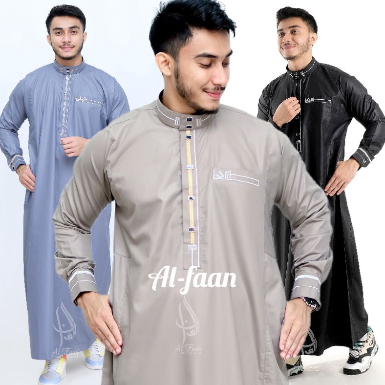 Pesan sekarang jubah Pria Gamis Pria Jubbah Mewah Model Terbaru Al faan model haramain/haromain/alno