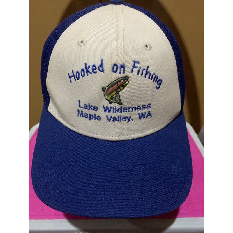 Topi sekon model semi jaring Hooked on Fishing X New Era original 100%~dual tone color