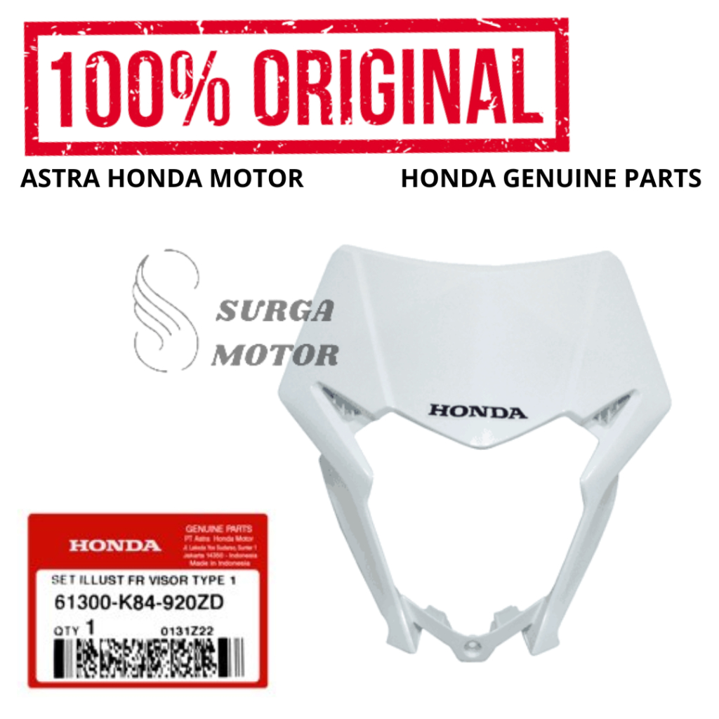 Cover Batok Lampu Depan Putih Set Illust Visor Type 1 CRF 150L K84 Original Honda AHM 61300-K84-920Z