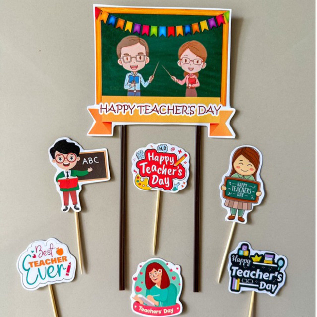TOPPER TEACHER DAYS / TOPPER HARI GURU / CAKE TOPPER HARI GURU / HIASAN KUE HARI GURU