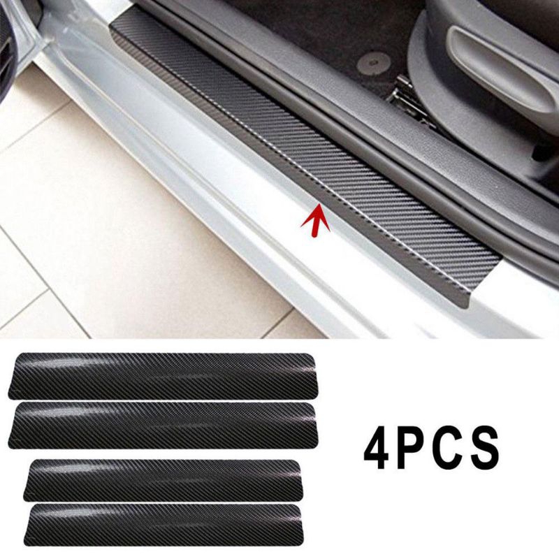 Stickers Carbon Fiber Anti Gores Seal Pintu Mobil 4 pcs
