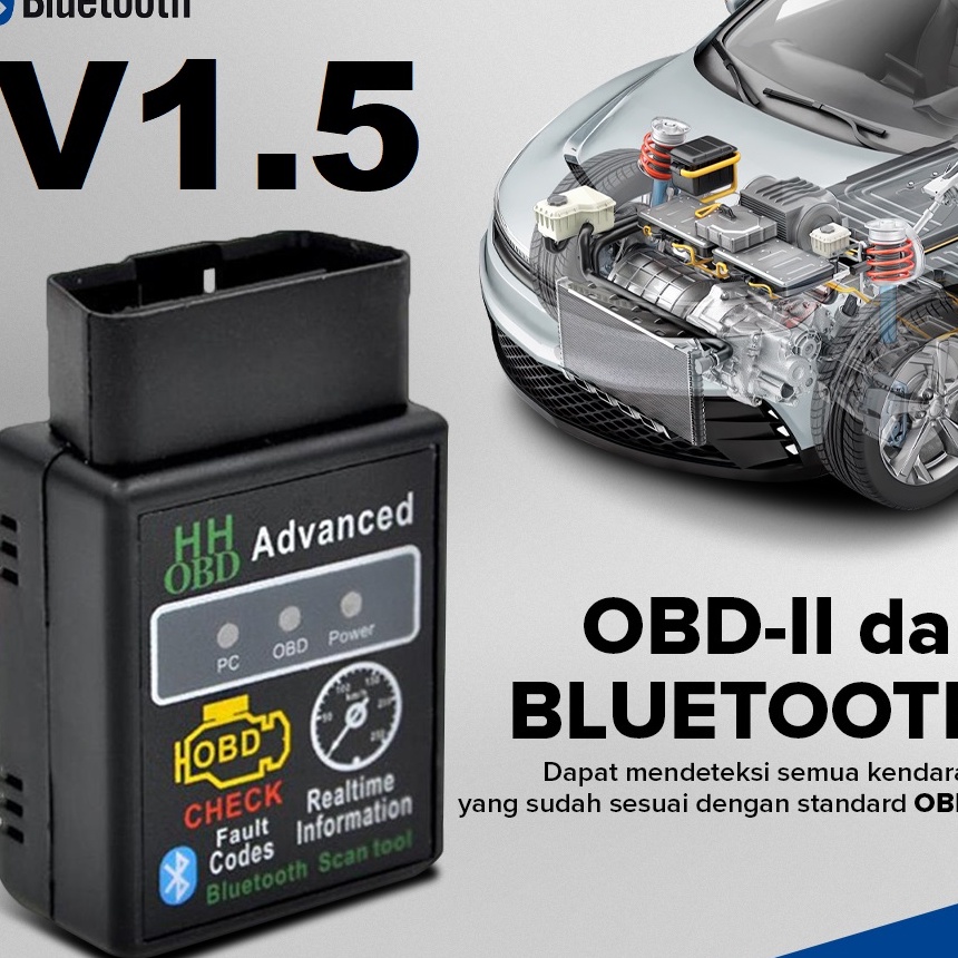 Terlaris Car Diagnostic OBD2 V1.5 - ELM327 - Scanner Mobil Motor Kendaraan Injeksi Otomotif.