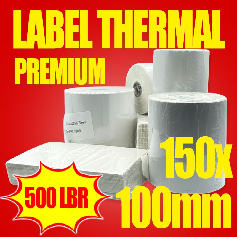 

Import Terlaris Label Thermal 100x150mm / Sticker Label Continuous / Label Kertas Bc Tebal Premium Waterproarcode Isi 500pof Tidak Luntur Lem Kuat Grosir buruan