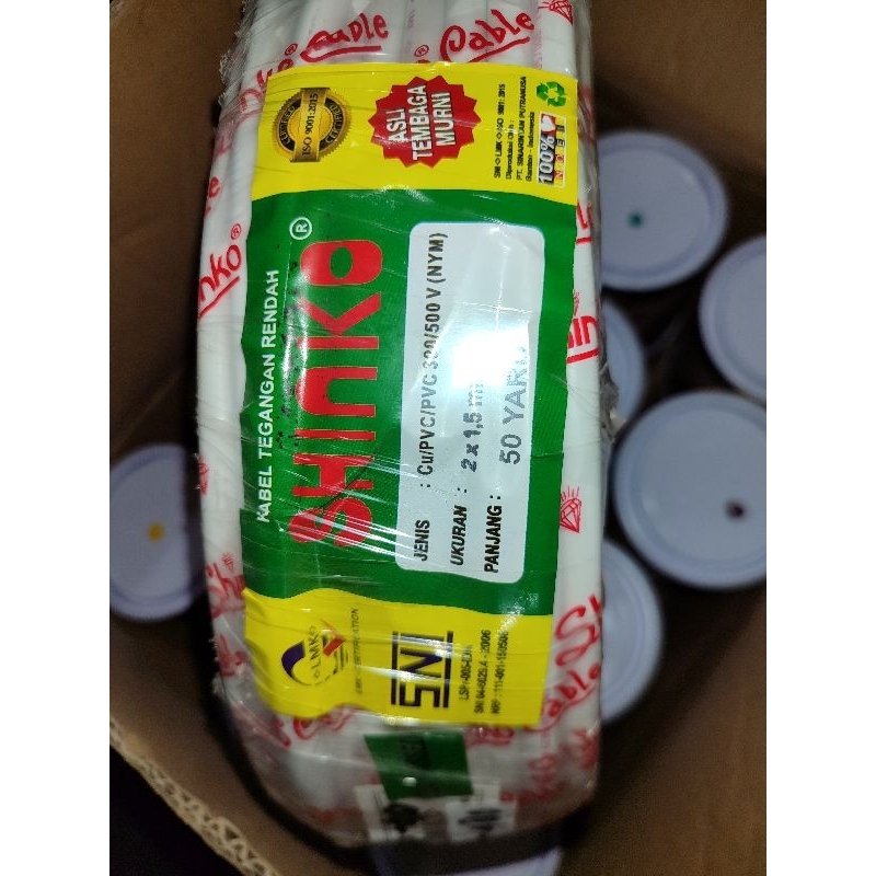 ( 1ROLL ) KABEL NYM 2X1,5mm SHINKO 50YARD / KABEL TEGANGAN RENDAH SHINKO