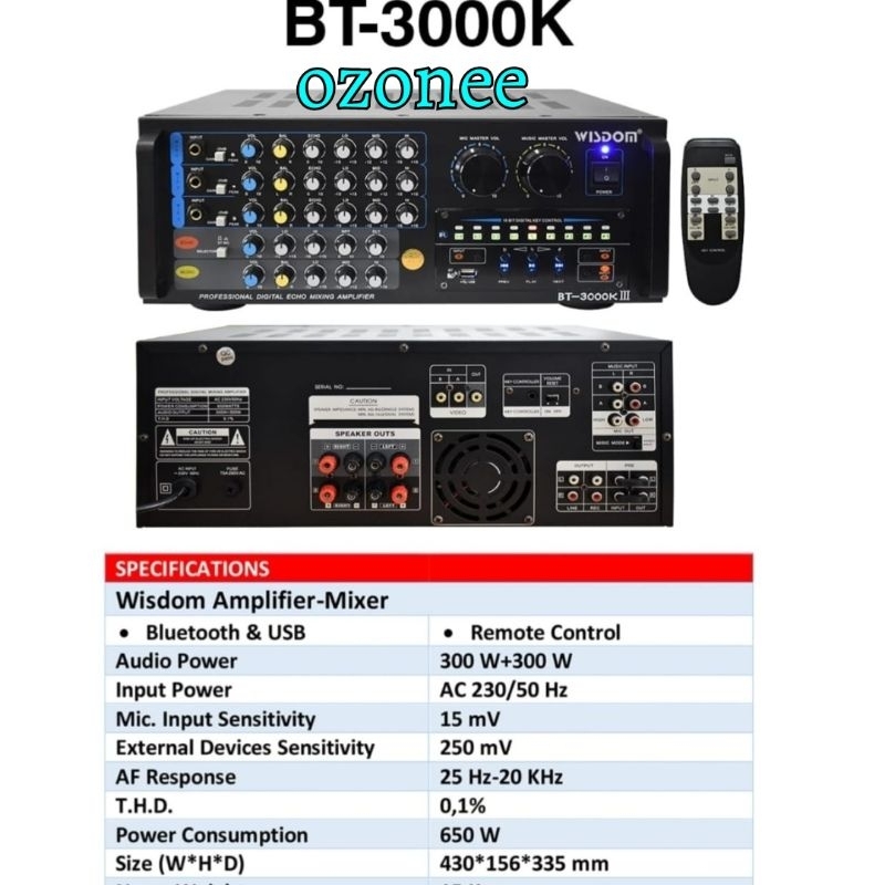 Amplifier Wisdom BT 3000 BT3000 BT-3000 Original Garansi 1 Tahun