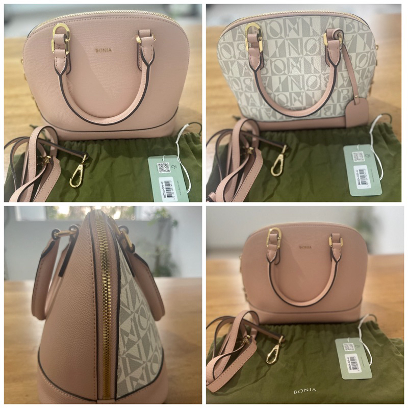 Pre❤️ Tas unik top handle bag bonia alma original bolak balik monogram kombinasi warna pink powder d