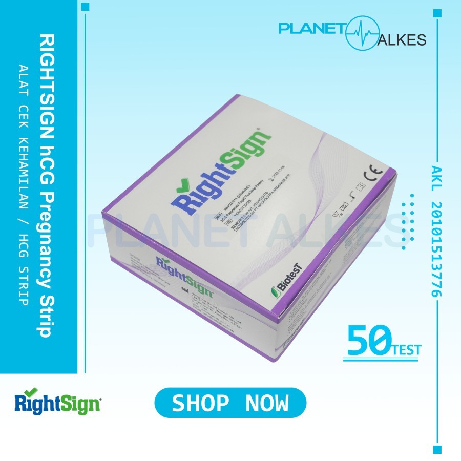 Test Kehamilan RightSign HCG Strip isi 50 test / HCG Rapid Test Pack