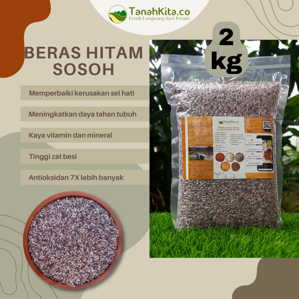 

Beras Hitam Sosoh Enak, Empuk & Pulen, FRESH langsung dari Petani -2kg