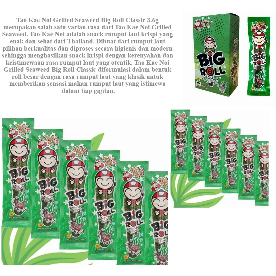 

RB Tao Kae Noi Big Roll Grilled Seaweed Roll Classic (Box)