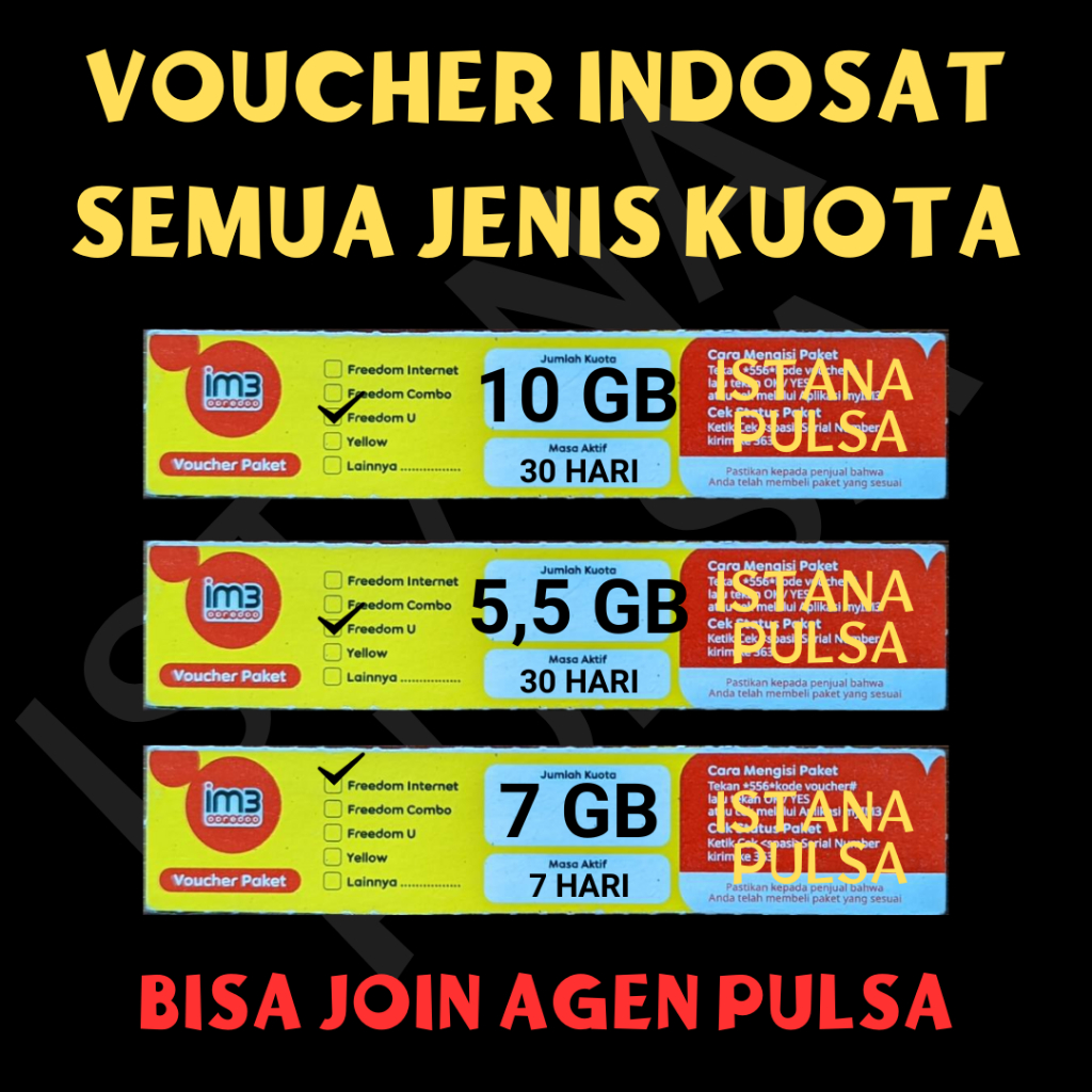 VOUCHER PAKET DATA INDOSAT 30 2 3 5 7 HARI LENGKAP SEMUA KUOTA MURAH PROMO [BISA JOIN AGEN PULSA]