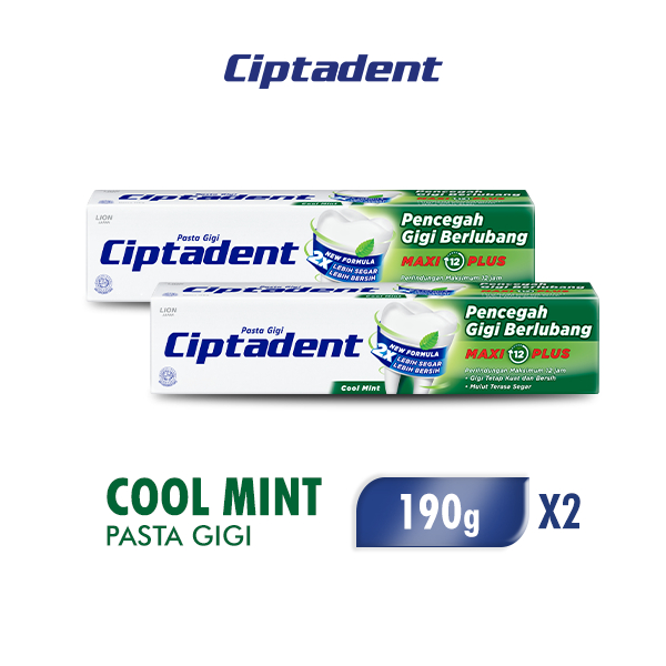 Ciptadent Pasta Gigi Maxi 12 Cool Mint Tube 190 gr x2