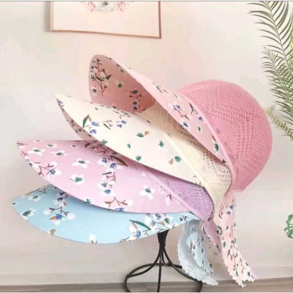 topi pantai wanita import motif bunga terbaru terkeren 2023