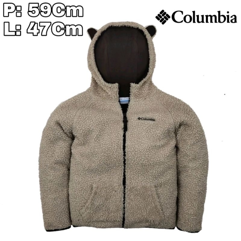 JK82 Jaket Polar Tebal Anak 8 Th C0LUMBIA Telinga Lucu Jaket Musim Dingin Hiking Pendaki Gunung