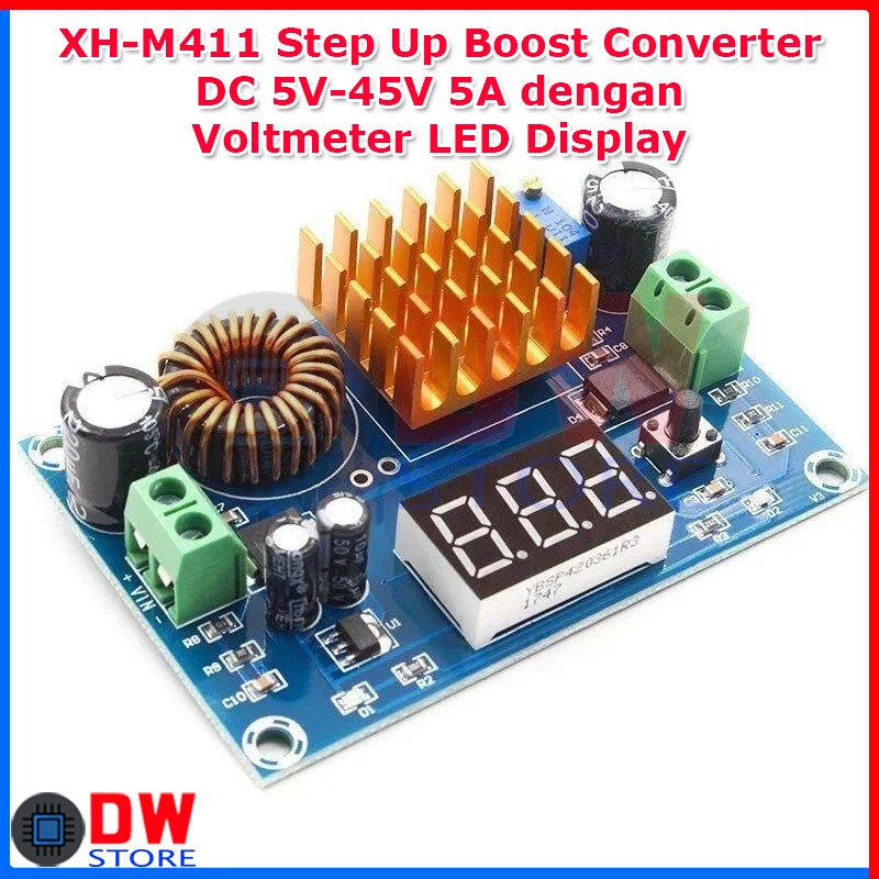 XH-M411 5A 5V-45V DC STEP UP VOLTAGE BOOSTER LED DISPLAY VOLT METER