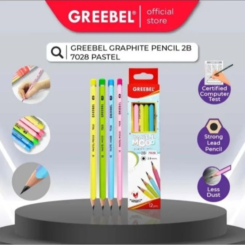 

Pensil Kayu Pensil 2B Pensil Greebel Pensil PASTEL MOOD Graphite Pencil 7028