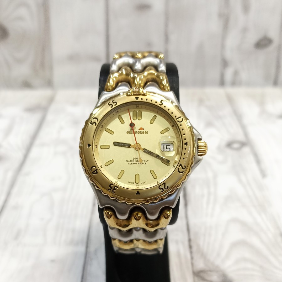 Jam Tangan Ellesse Italy Performance Link Divers Two Tones Quartz Swiss Baterai Bekas Second Asli Mu