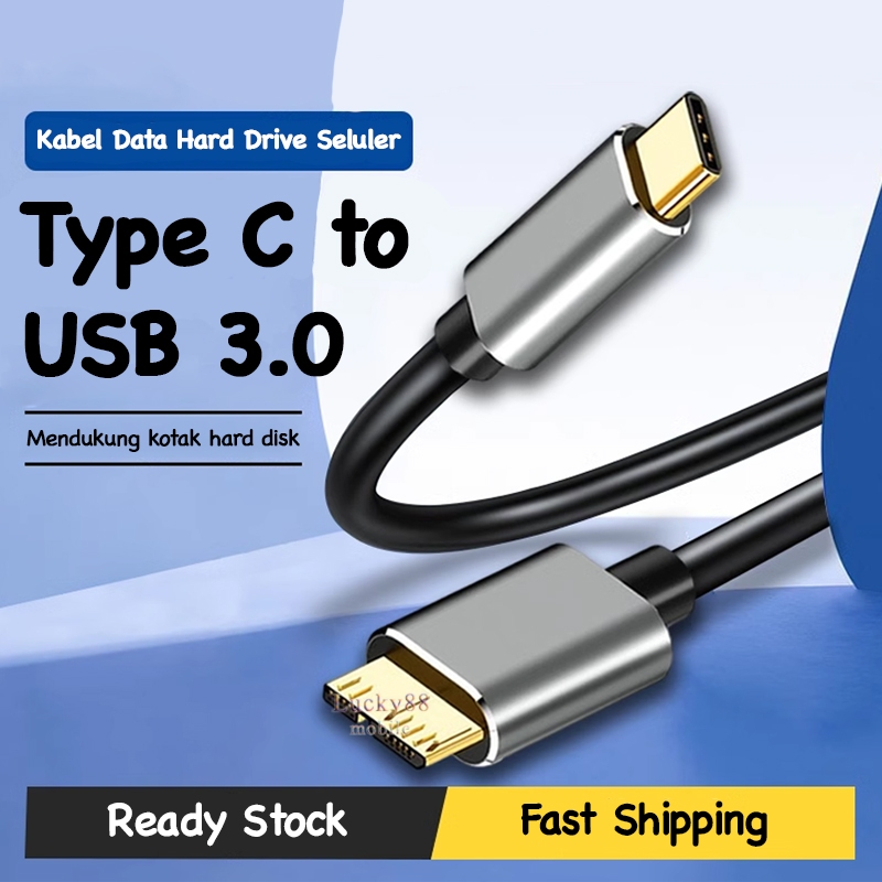 Kabel Type C to Micro B 3.0 Mobile Hard Disk Drive Cable Eksternal 0.35M Laptop Smartphone Computer 
