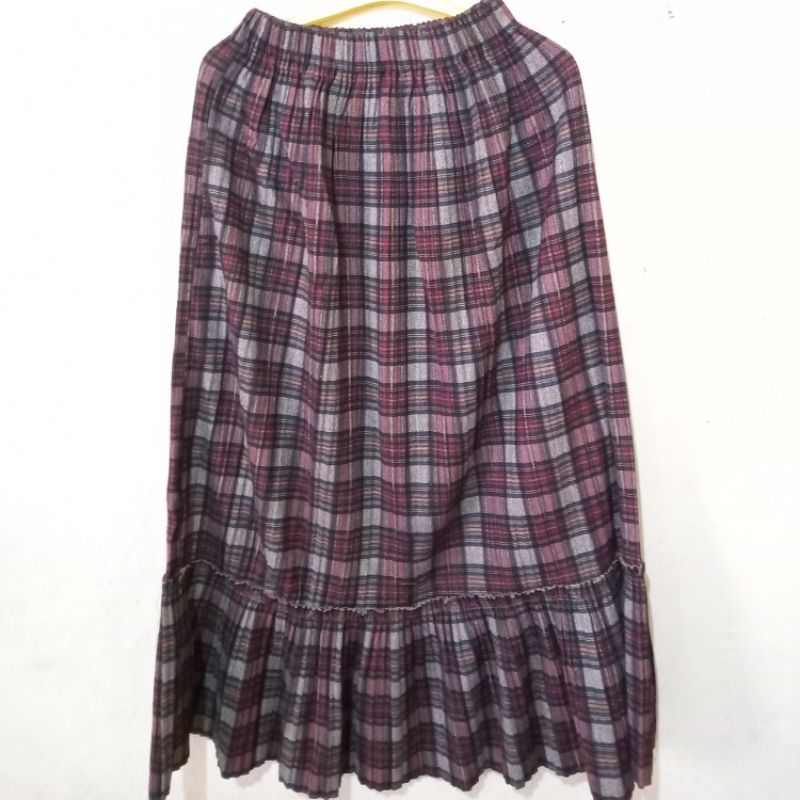 PRELOVED rok panjang wanita motif kotak-kotak