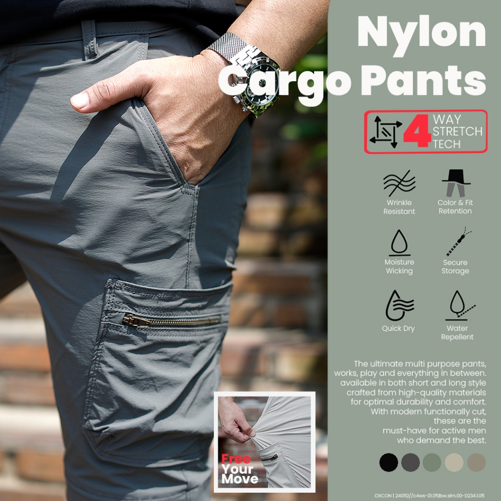 Oxcon Long Pants Cargo 4 WayStretch Nylon Cotton