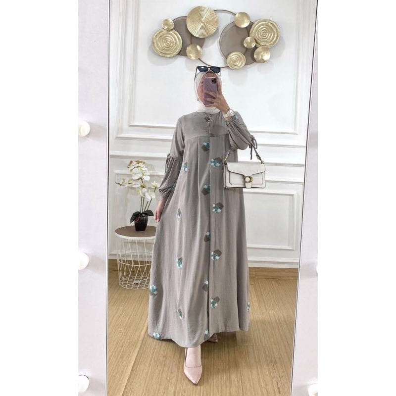 Fawziya Dress Bahan Crinkle Embrodery