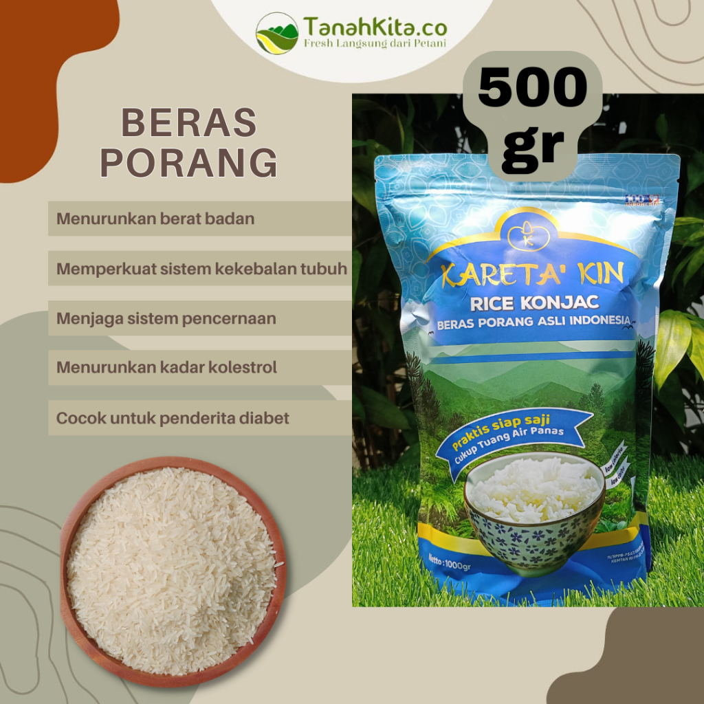 

Beras Porang Asli Indonesia I Kareta' Kin I High Nutrition I 500gram