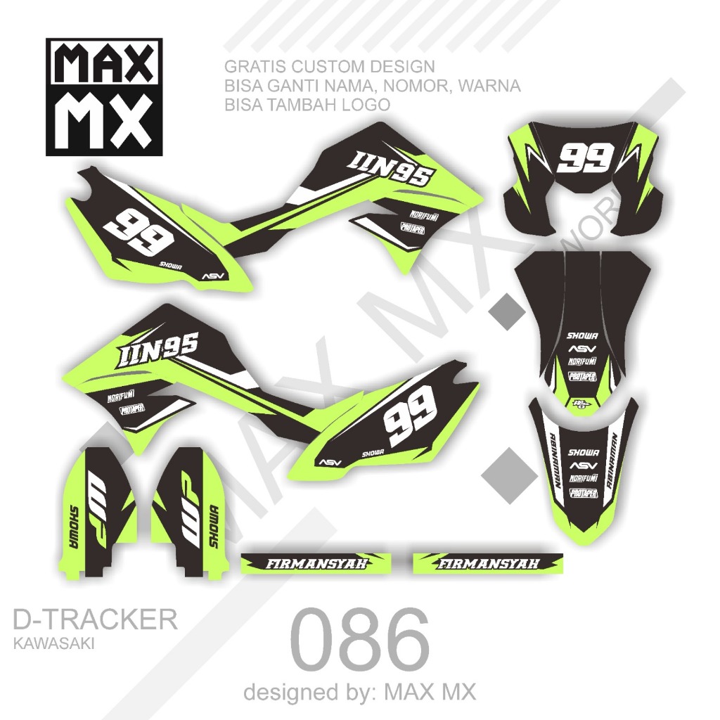 decal fullbody dtracker  sticker striping variasi stiker keren motifhitam hijau putih  simple keren 